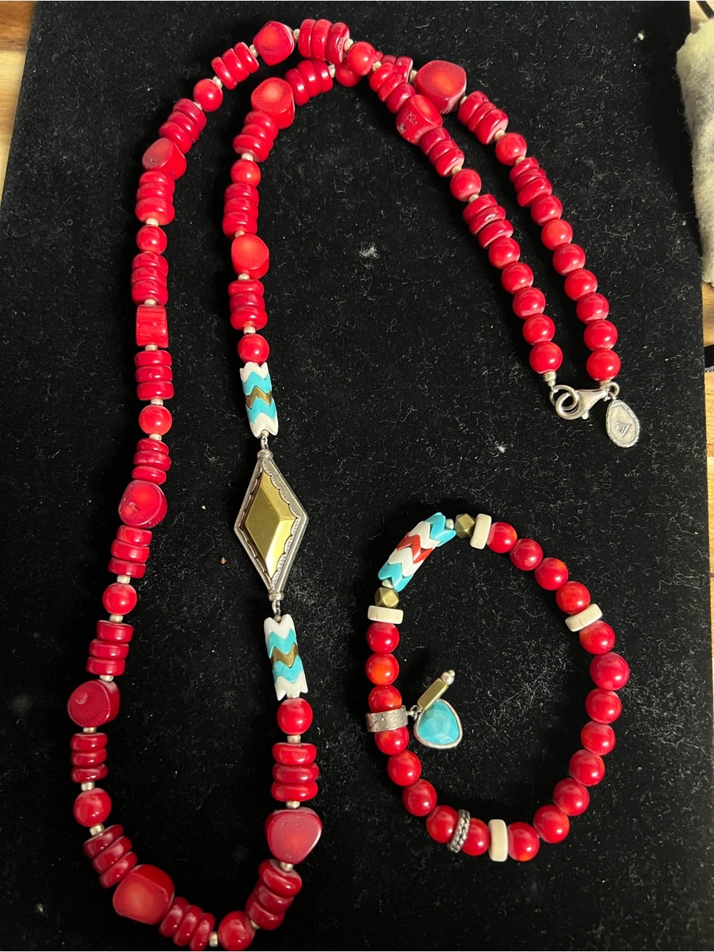 SILPADA sterling silver retired coral necklace and bracelet set